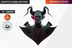 Demon Halloween Clipart, Halloween PNG, Neon clipart Product Image 1