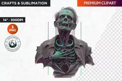 Zombie Halloween Clipart, Halloween PNG, Neon clipart Product Image 1