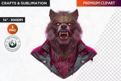 Werewolf Halloween Clipart, Halloween PNG, Neon clipart Product Image 1