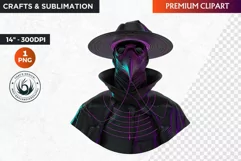 Plague doctor Halloween Clipart, Halloween PNG, Neon clipart Product Image 1