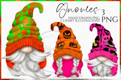 Neon Halloween Gnomes Watercolor Clipart Png preview 