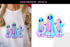Iridescent Neon Colors Halloween Ghost T Shirt Sublimation Product Image 1