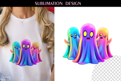 Iridescent Neon Colors Halloween Ghost T Shirt Sublimation Product Image 1