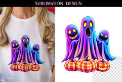 Iridescent Neon Colors Halloween Ghost T Shirt Sublimation Product Image 1