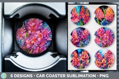 Bundle of six Alcohol Ink Hyacinths Car Coaster designs.