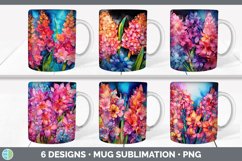 Bundle of six Alcohol Ink Hyacinths Mug Wrap designs.