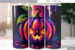 Halloween Neon Iridescent Pumpkin Tumbler Sublimation Product Image 1