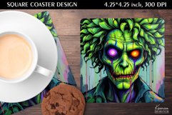 Neon Iridescent Zombie| Halloween Square Coaster Design Product Image 1