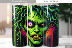 Halloween Neon Green Zombie Tumbler Sublimation Product Image 1