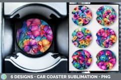 Bundle of six Alcohol Ink Morning Glories Car Coaster designs.
