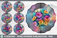Bundle of six Alcohol Ink Morning Glories Wind Spinner designs.