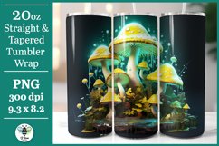 Glowing green mushroom PNG being shown on a 20oz skinny tumbler