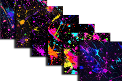 Neon Paint Splatter Digital Papers Product Image 2