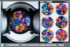Bundle of six Alcohol Ink Pansies Car Coaster designs.