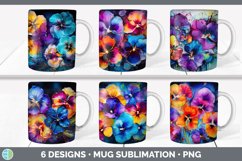 Bundle of six Alcohol Ink Pansies Mug Wrap designs.