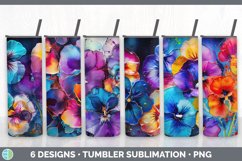 Bundle of six Alcohol Ink Pansies Tumbler designs.