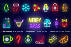 Christmas Vector Neon Icons Product Image 1