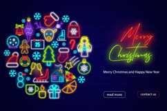 Christmas Vector Neon Icons Product Image 2