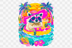 Neon Summer Raccoon PNG Design Product Image 1