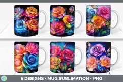 Bundle of six Alcohol Ink Roses Mug Wrap designs.