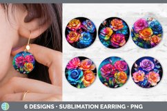 Bundle of six Alcohol Ink Roses Round Earrings designs.