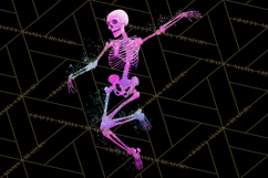 Neon Skeleton Clipart PNG, Patterned Skull Art, Halloween Product Image 3