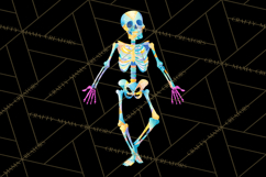 Neon Skeleton Clipart PNG, Patterned Skull Art, Halloween Product Image 2