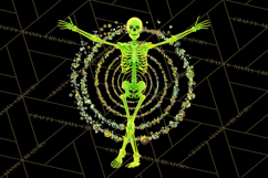 Neon Skeleton Clipart PNG, Patterned Skull Art, Halloween Product Image 4