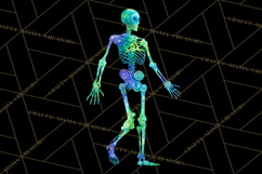 Neon Skeleton Clipart PNG, Patterned Skull Art, Halloween Product Image 3