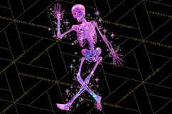 Neon Skeleton Clipart PNG, Patterned Skull Art, Halloween Product Image 2
