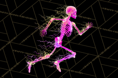 Neon Skeleton Clipart PNG, Patterned Skull Art, Halloween Product Image 3