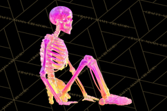 Neon Skeleton Clipart PNG, Patterned Skull Art, Halloween Product Image 4