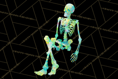 Neon Skeleton Clipart PNG, Patterned Skull Art, Halloween Product Image 2