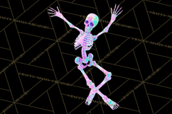 Neon Skeleton Clipart PNG, Patterned Skull Art, Halloween Product Image 3