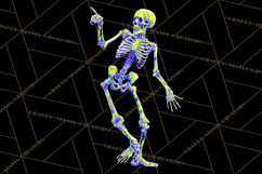 Neon Skeleton Clipart PNG, Patterned Skull Art, Halloween Product Image 5
