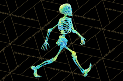 Neon Skeleton Clipart PNG, Patterned Skull Art, Halloween Product Image 3