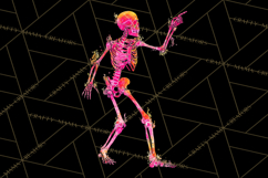 Neon Skeleton Clipart PNG, Patterned Skull Art, Halloween Product Image 2