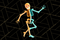Neon Skeleton Clipart PNG, Patterned Skull Art, Halloween Product Image 3