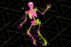 Neon Skeleton Clipart PNG, Patterned Skull Art, Halloween Product Image 4