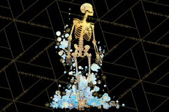 Neon Skeleton Clipart PNG, Patterned Skull Art, Halloween Product Image 2