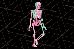 Neon Skeleton Clipart PNG, Patterned Skull Art, Halloween Product Image 3