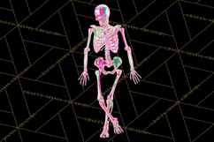 Neon Skeleton Clipart PNG, Patterned Skull Art, Halloween Product Image 4