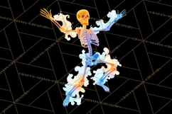Neon Skeleton Clipart PNG, Patterned Skull Art, Halloween Product Image 5