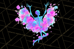 Neon Skeleton Clipart PNG, Patterned Skull Art, Halloween Product Image 2