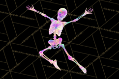 Neon Skeleton Clipart PNG, Patterned Skull Art, Halloween Product Image 3