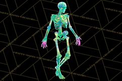 Neon Skeleton Clipart PNG, Patterned Skull Art, Halloween Product Image 4