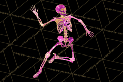 Neon Skeleton Clipart PNG, Patterned Skull Art, Halloween Product Image 4
