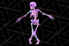 Neon Skeleton Clipart PNG, Patterned Skull Art, Halloween Product Image 3