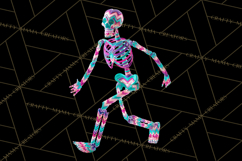 Neon Skeleton Clipart PNG, Patterned Skull Art, Halloween Product Image 4