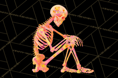 Neon Skeleton Clipart PNG, Patterned Skull Art, Halloween Product Image 5
